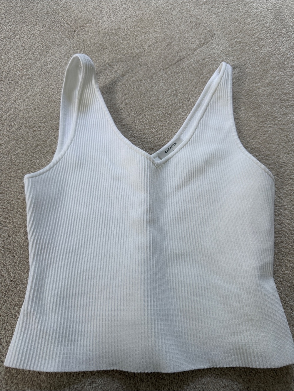 Aritzia White Ribbed V-Neck Camisole